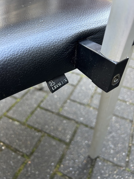 Image 1 of 4X Leolux Myto Dining Chairs Black Leather With Armrests.