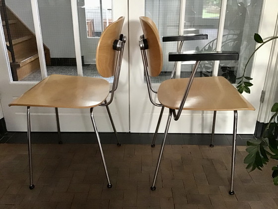 Image 1 of 6x Gebroeders van der Stroom Gispen116 216 chairs by Wim Rietveld