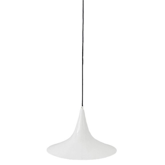 Image 1 of Lampada a tromba vintage con cappello da strega in metallo bianco