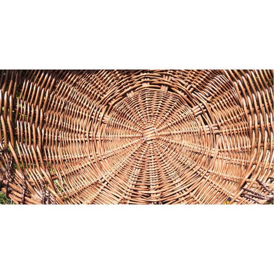 Image 1 of Vintage round armchair in rattan and metal legs, 1950s-1960s