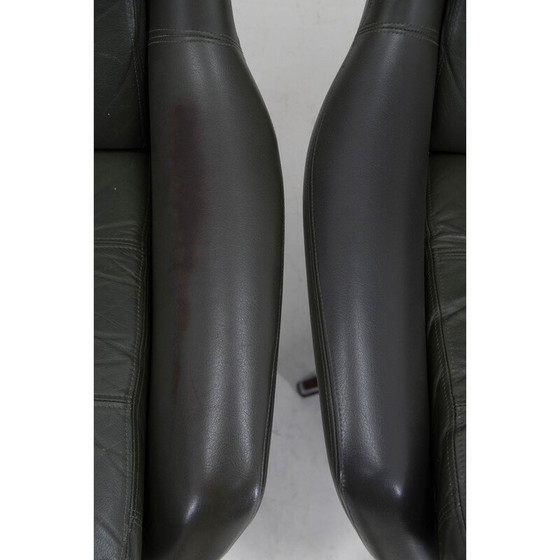 Image 1 of Pair of mid century swivel rocking leather armchairs, Finland 1970s