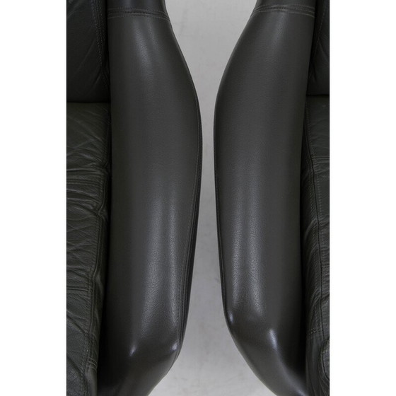 Image 1 of Pair of mid century swivel rocking leather armchairs, Finland 1970s