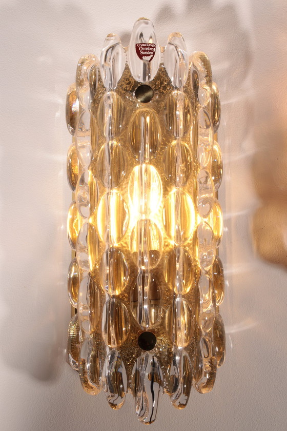 Image 1 of Elegant Crystal Waterdrop Sconces By Carl Fagerlund For Orrefors