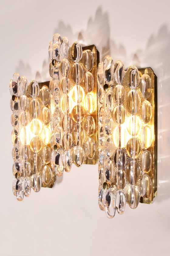 Image 1 of Elegant Crystal Waterdrop Sconces By Carl Fagerlund For Orrefors