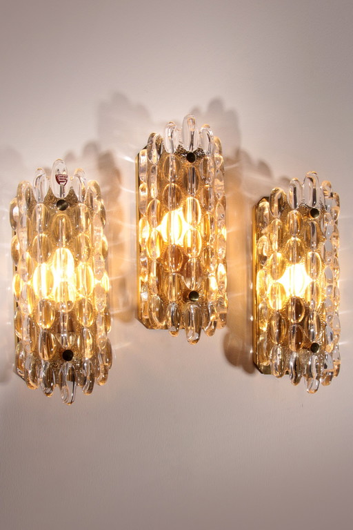 Elegant Crystal Waterdrop Sconces By Carl Fagerlund For Orrefors