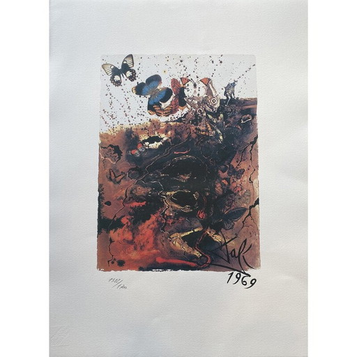 Litografía vintage de Salvador Dalí, Francia, década de 1969