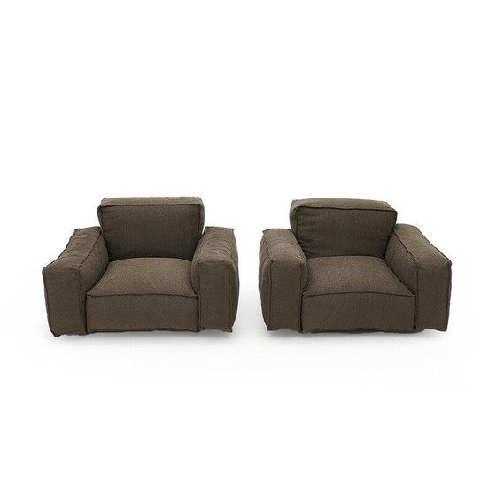 Image 1 of Pair of vintage "Marechiaro" armchairs in black painted metal by Mario Marenco for Arflex, 1970