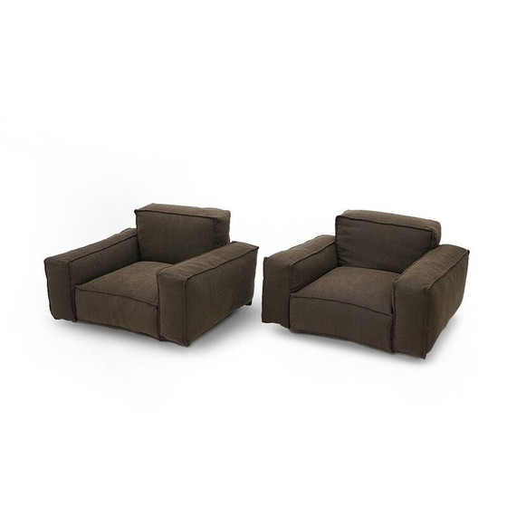 Image 1 of Pair of vintage "Marechiaro" armchairs in black painted metal by Mario Marenco for Arflex, 1970
