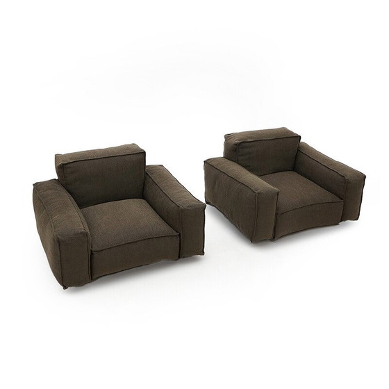 Image 1 of Pair of vintage "Marechiaro" armchairs in black painted metal by Mario Marenco for Arflex, 1970