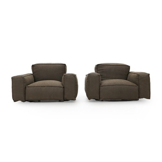 Image 1 of Pair of vintage "Marechiaro" armchairs in black painted metal by Mario Marenco for Arflex, 1970