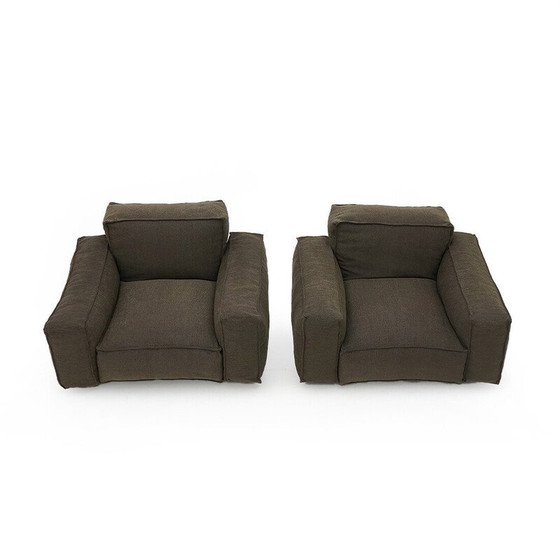 Image 1 of Pair of vintage "Marechiaro" armchairs in black painted metal by Mario Marenco for Arflex, 1970