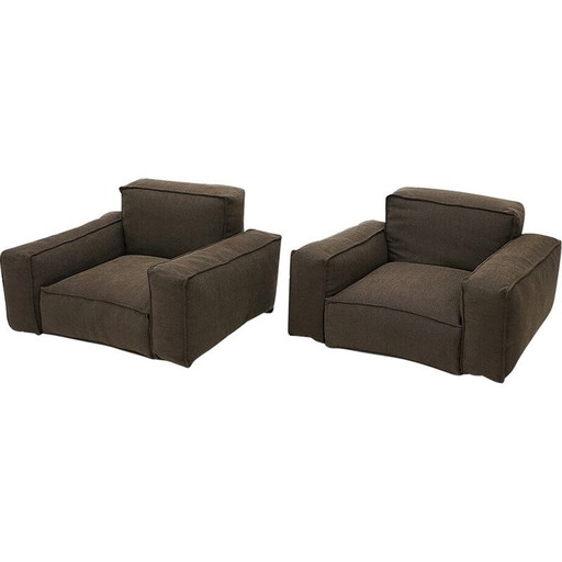 Pair of vintage "Marechiaro" armchairs in black painted metal by Mario Marenco for Arflex, 1970