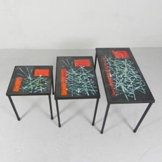 Image 1 of 3x Mimi Set of Tile Tables, Nesting Tables by Juliette Belarti - 1960s