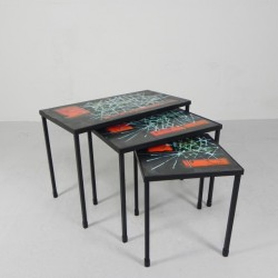 Image 1 of 3x Mimi Set of Tile Tables, Nesting Tables by Juliette Belarti - 1960s