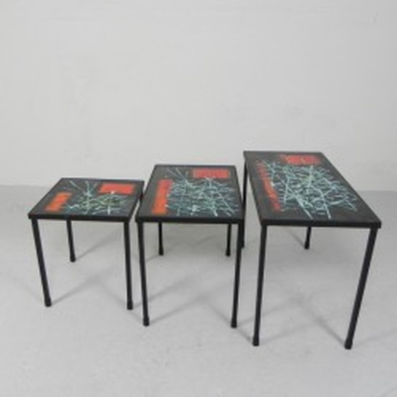 Image 1 of 3x Mimi Set of Tile Tables, Nesting Tables by Juliette Belarti - 1960s