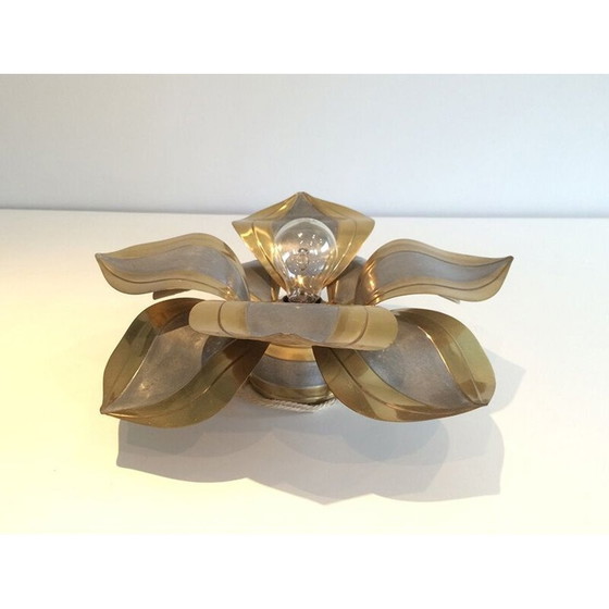 Image 1 of Pair of vintage french sconces in metal and brass 1970