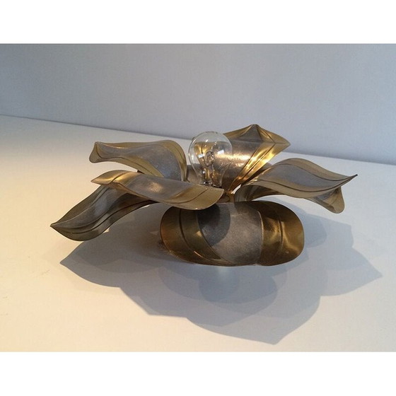 Image 1 of Pair of vintage french sconces in metal and brass 1970