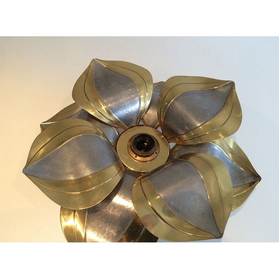 Image 1 of Pair of vintage french sconces in metal and brass 1970