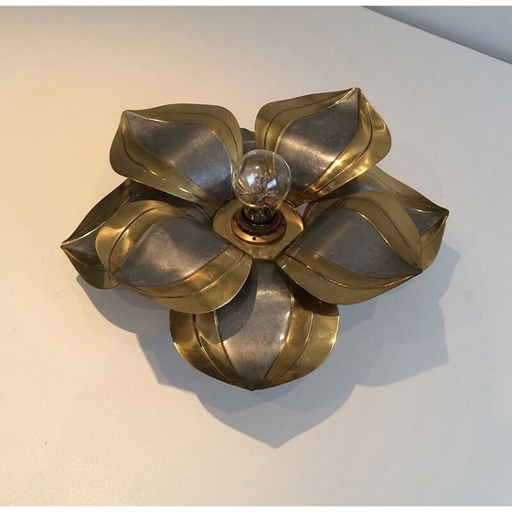 Image 1 of Pair of vintage french sconces in metal and brass 1970