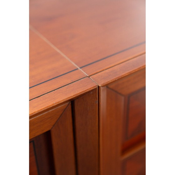 Image 1 of Vintage modular corner cabinet in cherrywood with glass and carved doors, 1970s