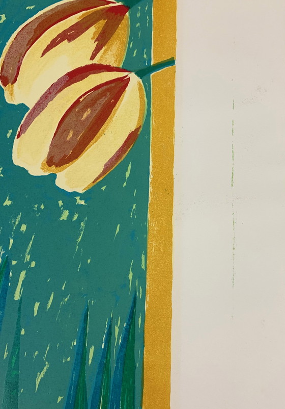 Image 1 of Screenprint Fenneke van der Elst - Three tulips