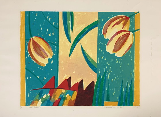 Image 1 of Screenprint Fenneke van der Elst - Three tulips