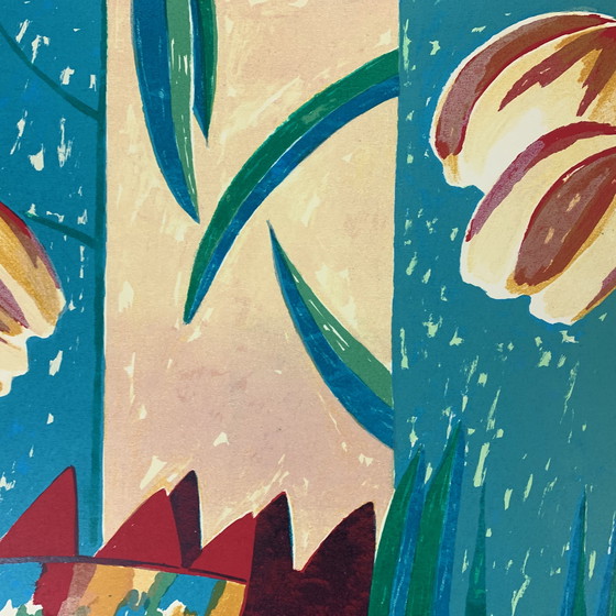 Image 1 of Screenprint Fenneke van der Elst - Three tulips