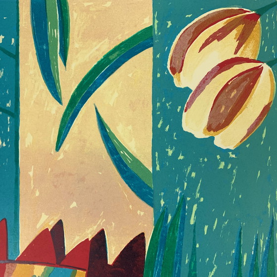 Image 1 of Screenprint Fenneke van der Elst - Three tulips