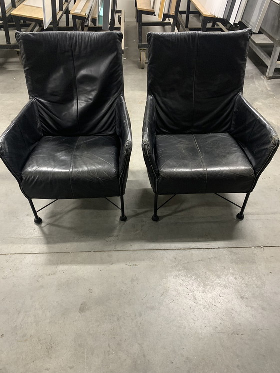 Image 1 of 2 Charly Armchairs Black Leather