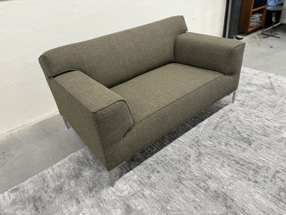 Image 1 of Design On Stock Bloq Loveseat Sofa Green Fabric