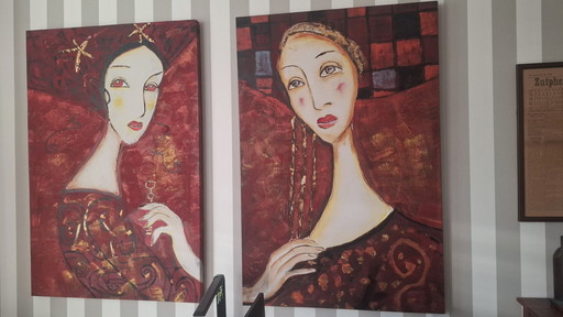 Beautiful Diptych Of A French And Spanish Lady