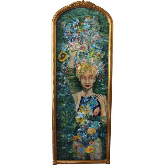 Image 1 of Vintage oil on canvas "Ophelia" by Elodie Huré