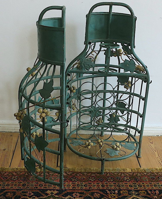 Image 1 of Mid Century Boho Painted Tole Wine Rack