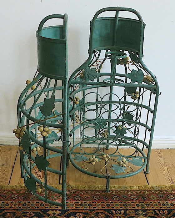 Image 1 of Mid Century Boho Painted Tole Wine Rack