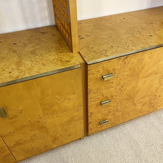 Image 1 of Vintage display case in briar and smoked glass by Gianluigi Gorgoni for Fratelli Turi, Italy 1970