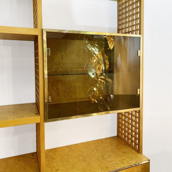 Image 1 of Vintage display case in briar and smoked glass by Gianluigi Gorgoni for Fratelli Turi, Italy 1970