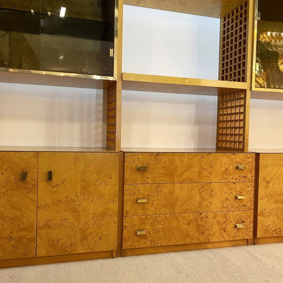 Image 1 of Vintage display case in briar and smoked glass by Gianluigi Gorgoni for Fratelli Turi, Italy 1970