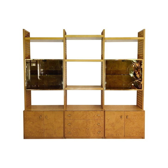 Image 1 of Vintage display case in briar and smoked glass by Gianluigi Gorgoni for Fratelli Turi, Italy 1970