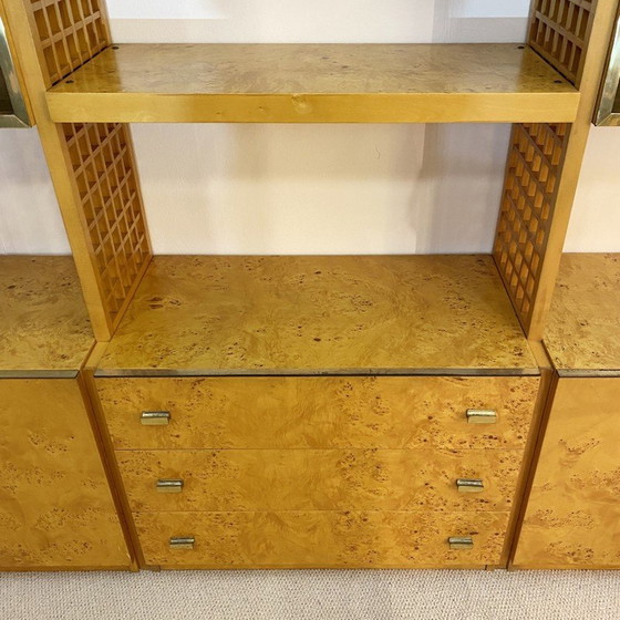Image 1 of Vintage display case in briar and smoked glass by Gianluigi Gorgoni for Fratelli Turi, Italy 1970