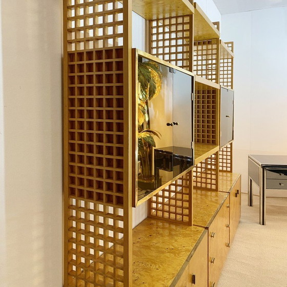 Image 1 of Vintage display case in briar and smoked glass by Gianluigi Gorgoni for Fratelli Turi, Italy 1970