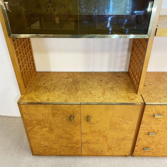 Image 1 of Vintage display case in briar and smoked glass by Gianluigi Gorgoni for Fratelli Turi, Italy 1970
