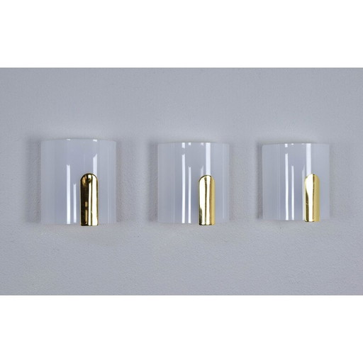 Mid Century Lucite and Brass Sconce by Metalarte, Spain 1980