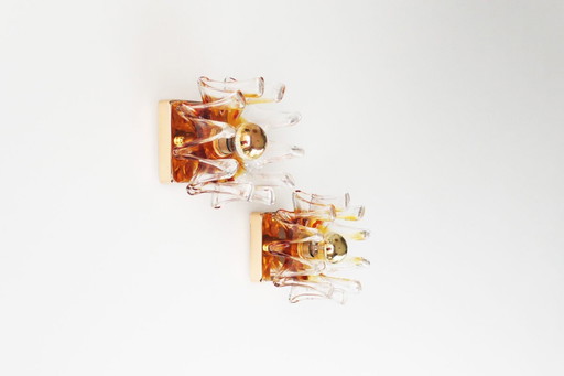 2x 1970s Glass Wall Sconces