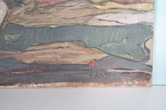 Image 1 of Peinture danoise vintage des années 1970, Fahrendorf Danemark