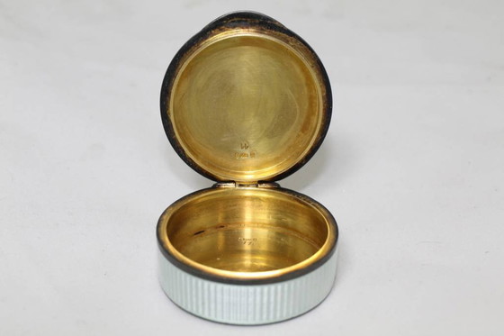 Image 1 of Old White Enameled Silver Pill Box