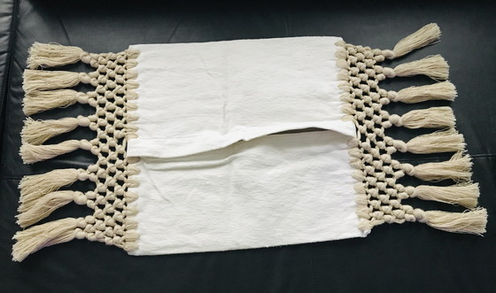 Image 1 of Beige Macramé Cushion Cover