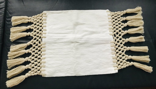 Beige Macramé Cushion Cover