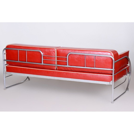 Image 1 of Vintage Bauhaus sofa leather and chrome by Robert Slezak, Czechoslovakia 1930