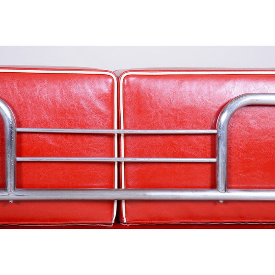 Image 1 of Vintage Bauhaus sofa leather and chrome by Robert Slezak, Czechoslovakia 1930