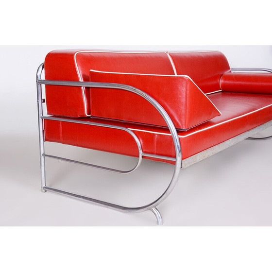 Image 1 of Vintage Bauhaus sofa leather and chrome by Robert Slezak, Czechoslovakia 1930